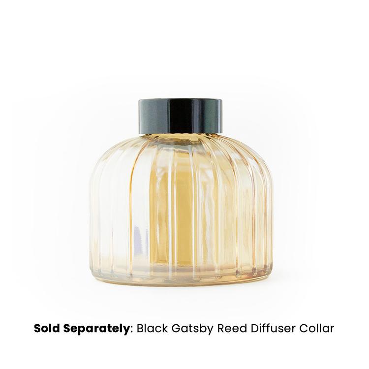 Champagne Luster Gatsby Reed Diffuser Bottle with a Black Gatsby Collar on white background