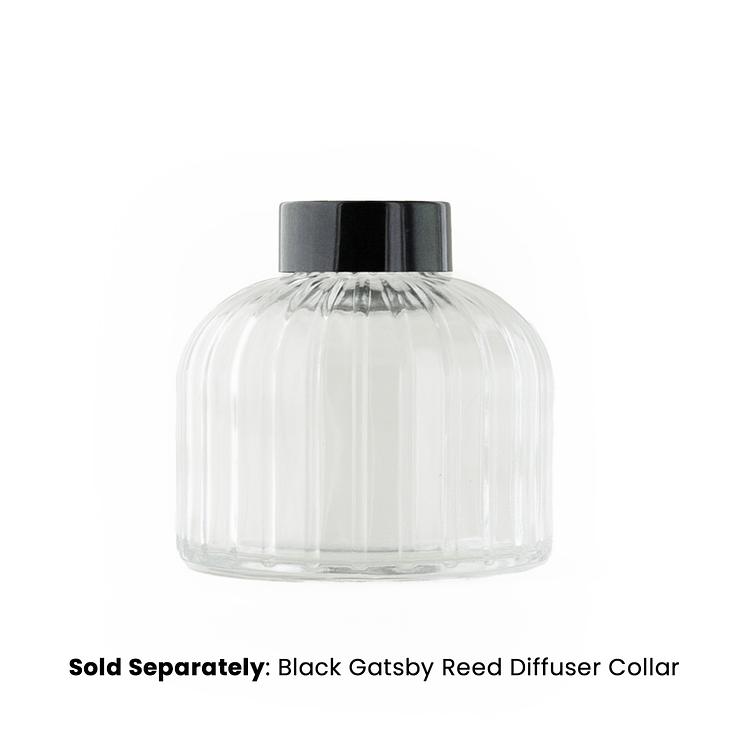 Gatsby Reed Diffuser Bottle with a black gatsby collar on a white background