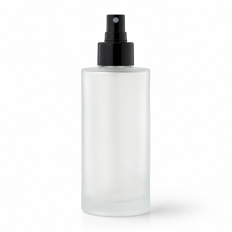 6.5 oz. Frosted Round Glass Bottle with Black Pump and Cap (28-410)