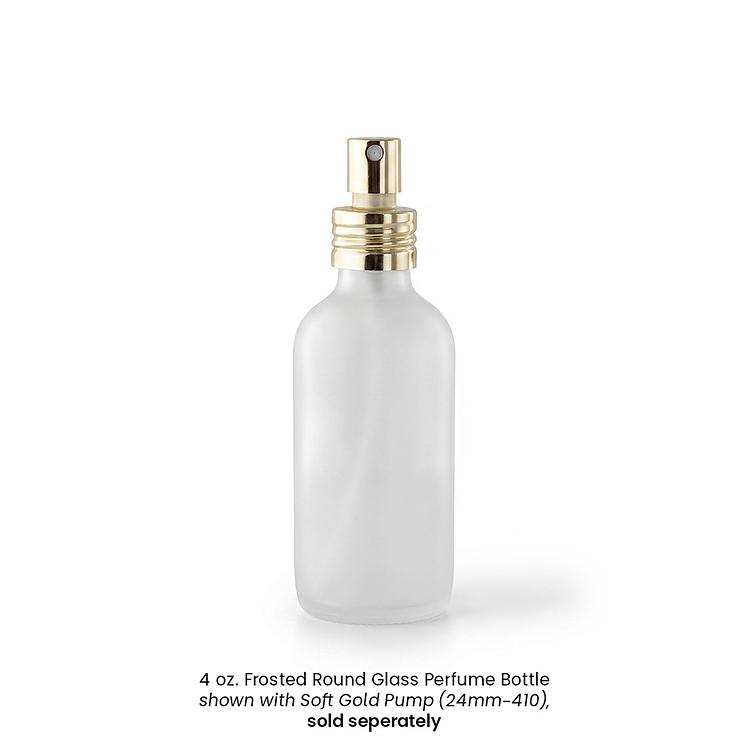 4 oz. Frosted Round Glass Perfume Bottle with Soft Gold Cap
