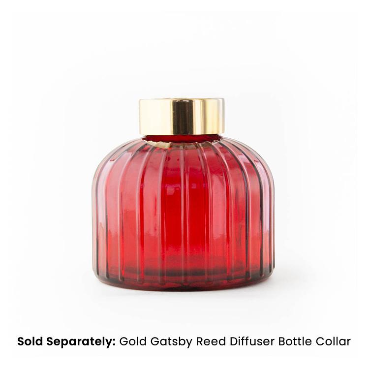Smoked Gatsby Reed Diffuser Bottle on a white background with a Gold Gatsby Collar