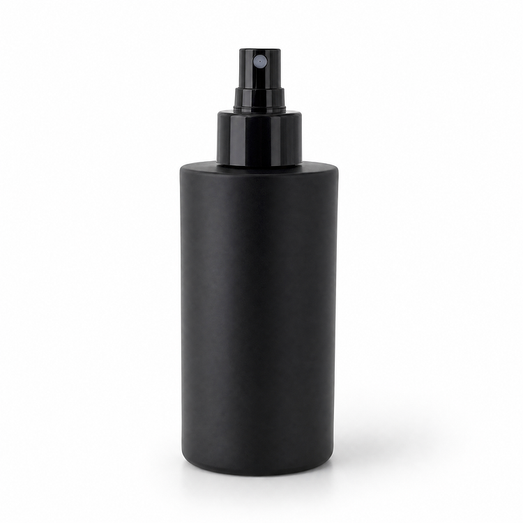 6.5 oz. Matte Black Round Glass Bottle with Black Pump and Cap (28-410)