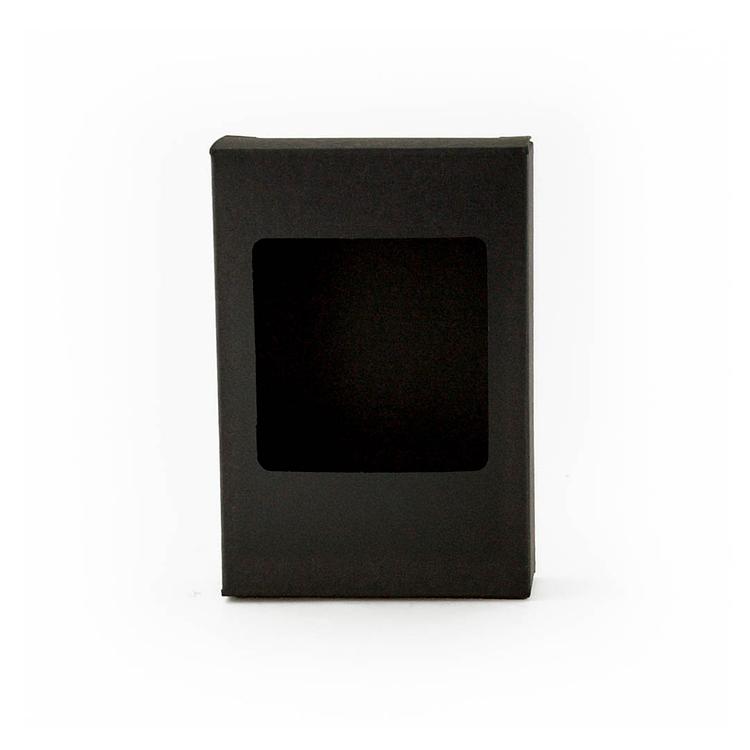 Black Retail Wax Melt Box from the front, empty