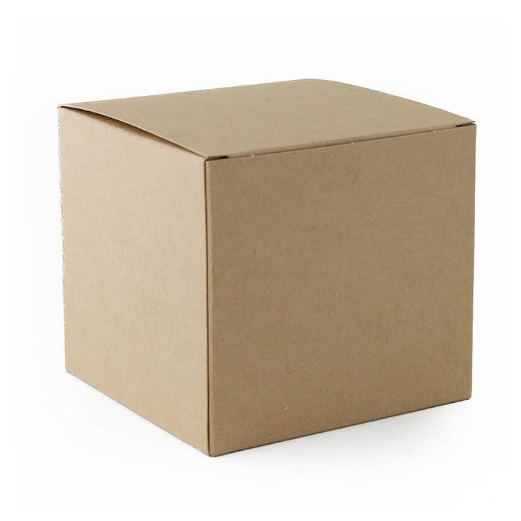 Corner angled image of Kraft 3-wick Retail Candle Tumbler Box on a white background