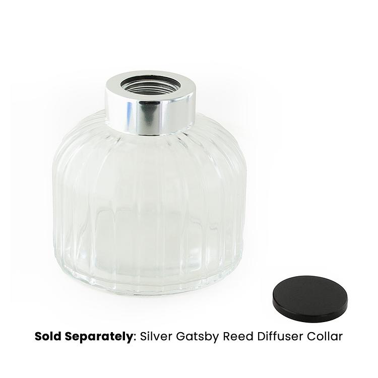 Gatsby Reed Diffuser Bottle with a silver gatsby collar on a white background