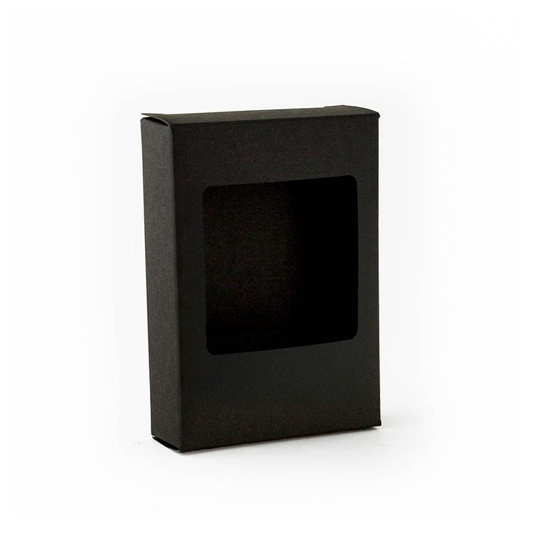 Black Retail Wax Melt Box from an angle, empty