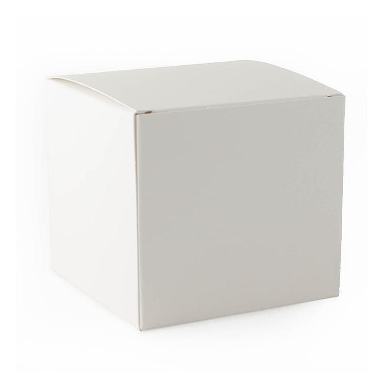 Corner angled image of White 3-wick Retail Candle Tumbler Box on a white background
