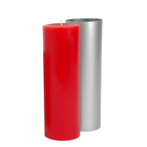 3 x 6.5 Round Pillar Mold with red pillar candle
