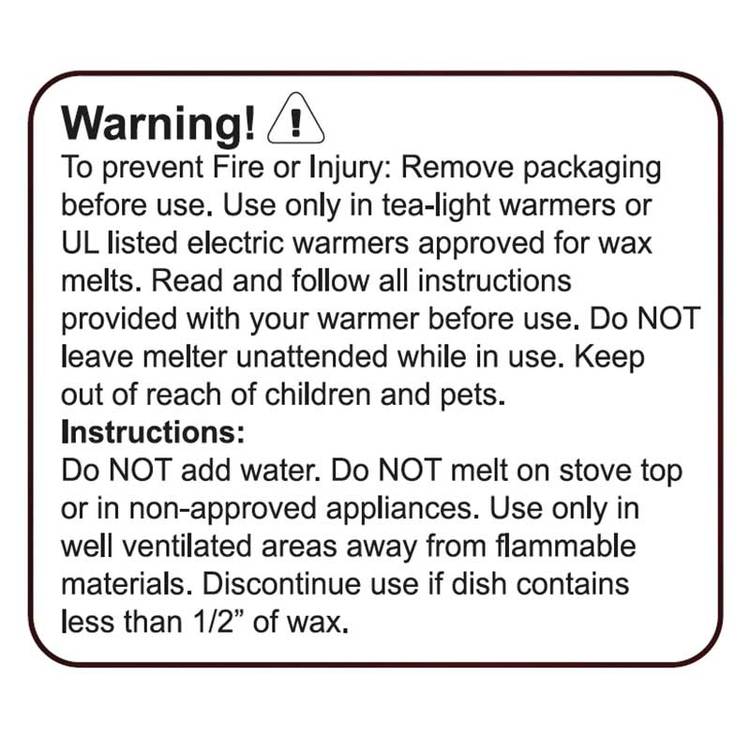 Wax Melt Safety Stickers Candle Professionally Printed Labels WARNING 