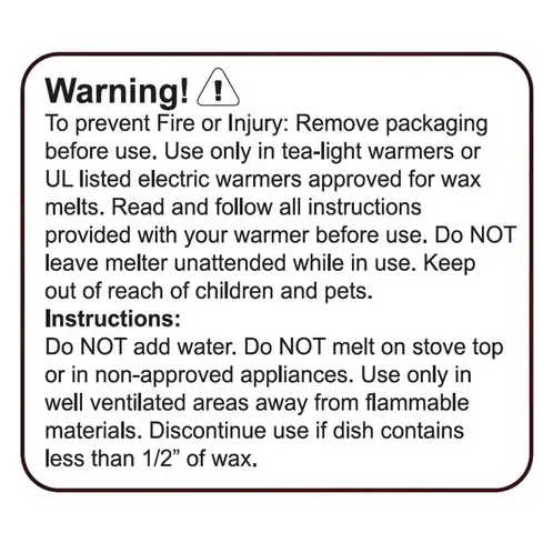 wax melt warning labels