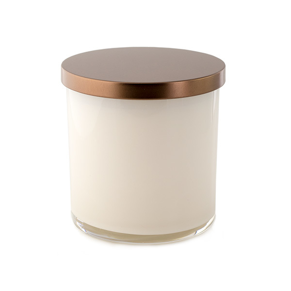 Brushed Bronze Flat Top Lid on Tumbler Jar