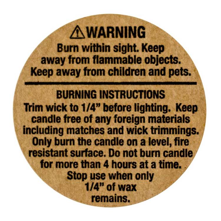 CandleScience Warning Labels 1.25 inch 100 PC Roll