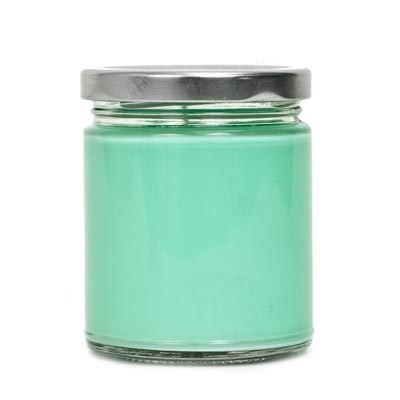 Medium Straight Sided Jar with Twist Top with silver lid and candle wax inside