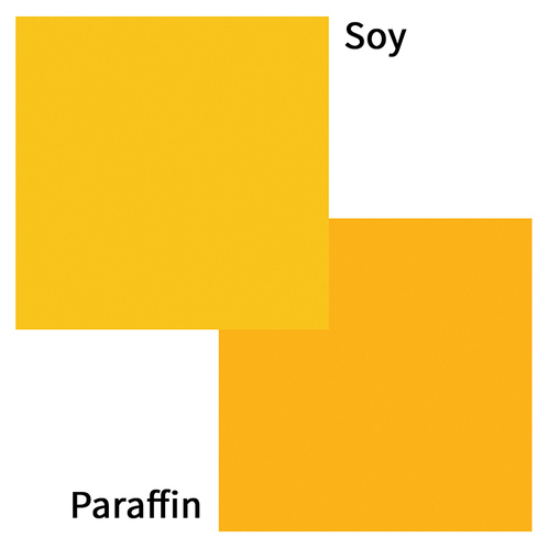 Yellow dye block in soy or paraffin wax