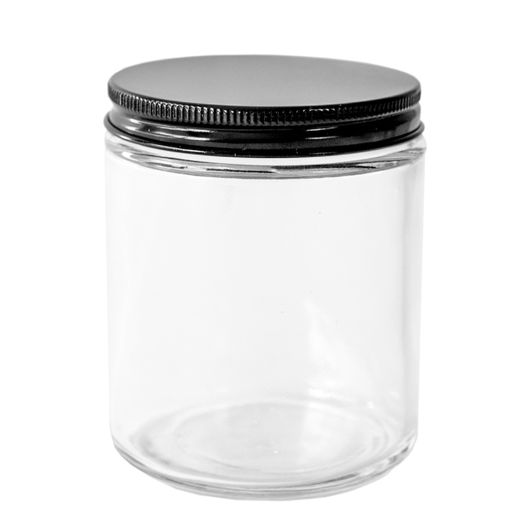 70-400 Black Threaded Lid on glass straight sided jar