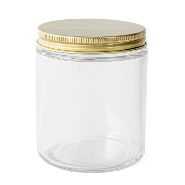 70-400 Gold Threaded Lid on Glass Straight Sided Jar
