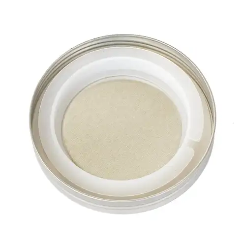 Inside angle of faux threaded lid silver.