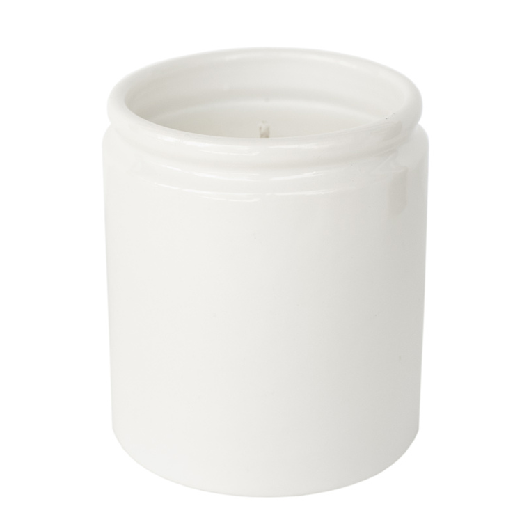 Farmhouse Ceramic Jar in white with candle