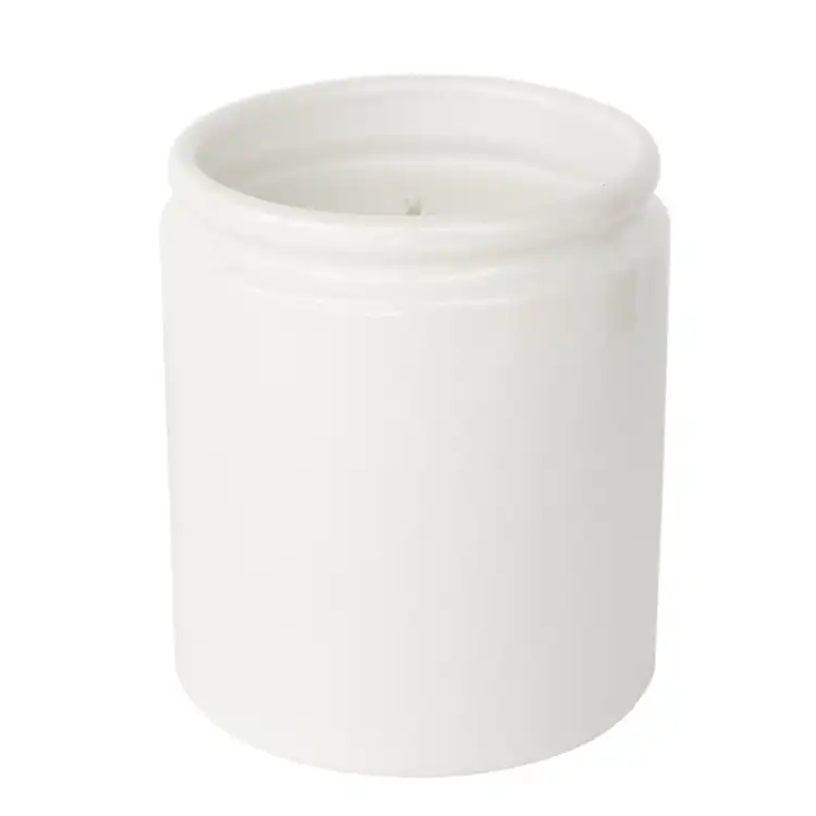 Farmhouse Ceramic Jar in white with candle
