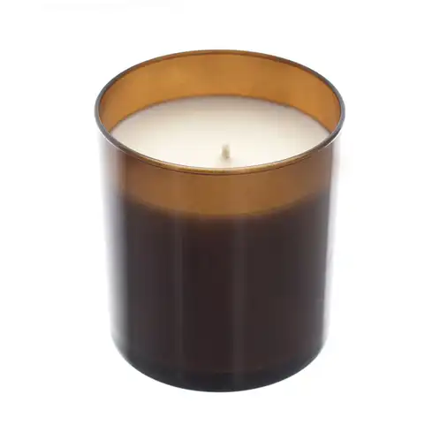Amber Straight Sided Tumbler Jar top view with wax