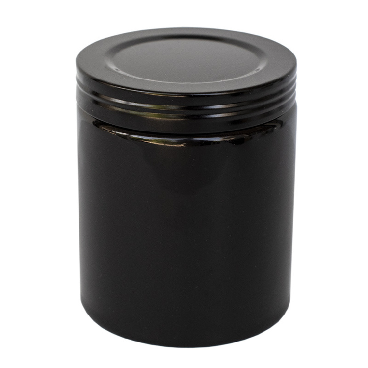 Farmhouse Ceramic Jar with Black Faux Thread Lid