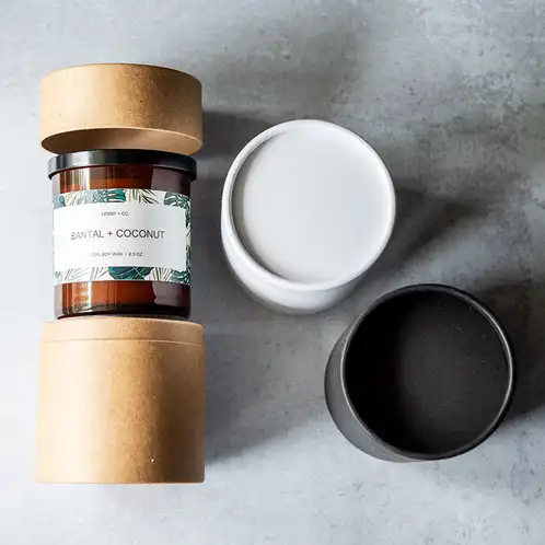 Paper Candle Tubes in Kraft, White, and Black