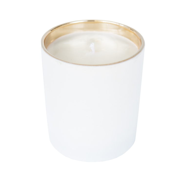 White matte tumbler jar with candle.