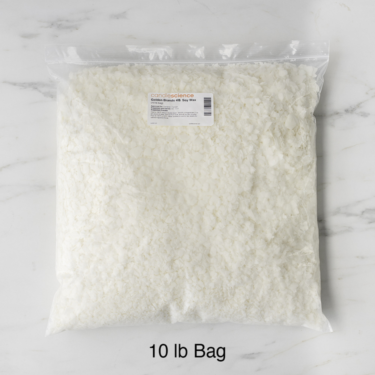 A 10 lb bag of 415 Soy Wax Flakes