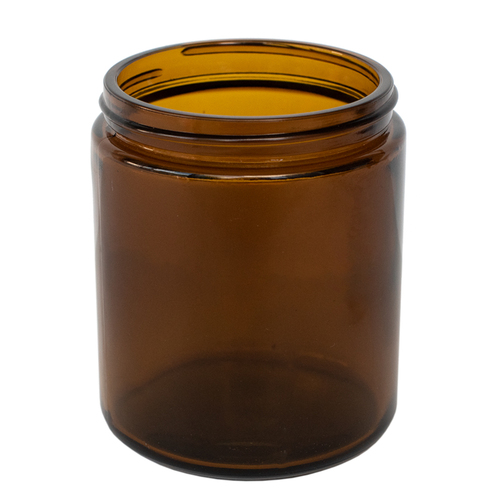 Medium Amber Straight Sided Tumbler Jar (Threaded) with lid