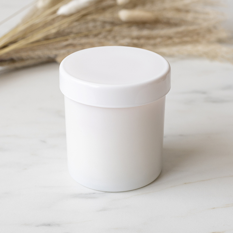 White Glass Tumbler Lid with White Straight Sided Tumbler Jar