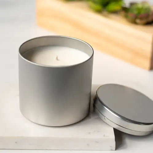 Large Silver Infinity Tin Lid with Candle