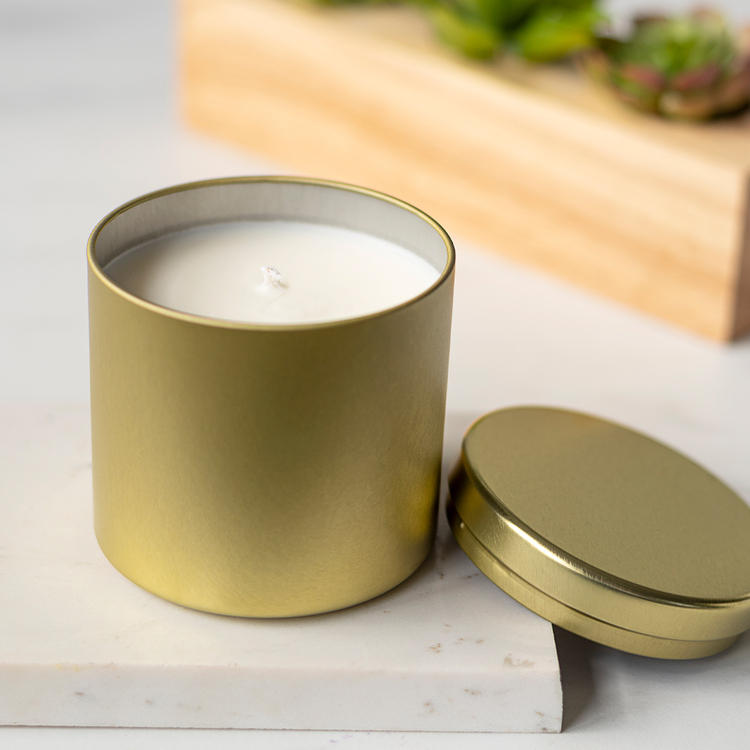 Large Gold Infinity Tin with Candle
