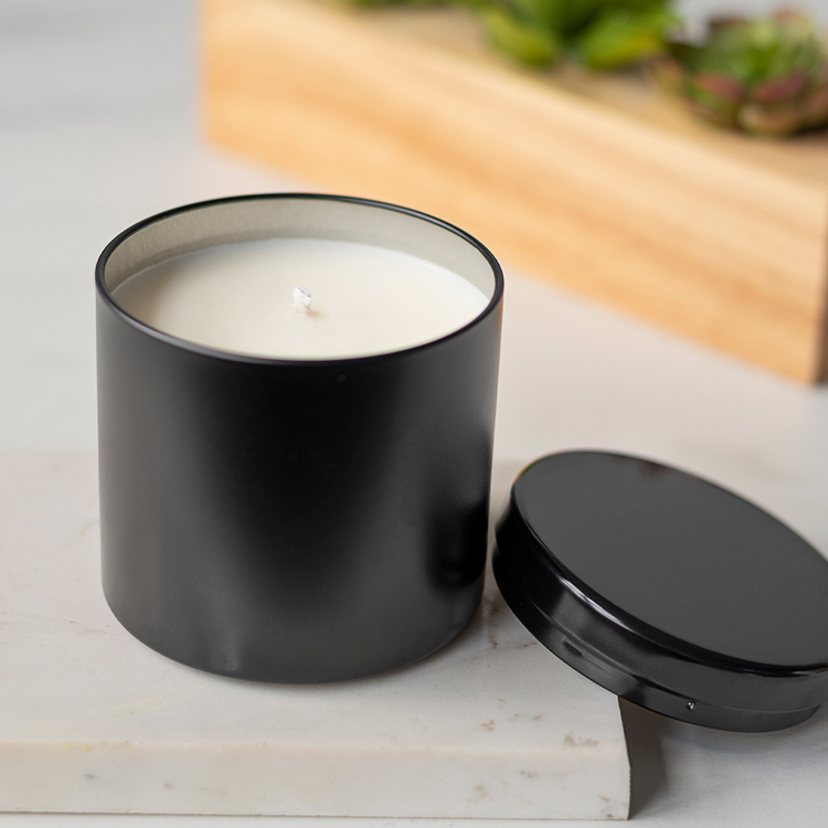 Large Black Infinity Tin with Candles