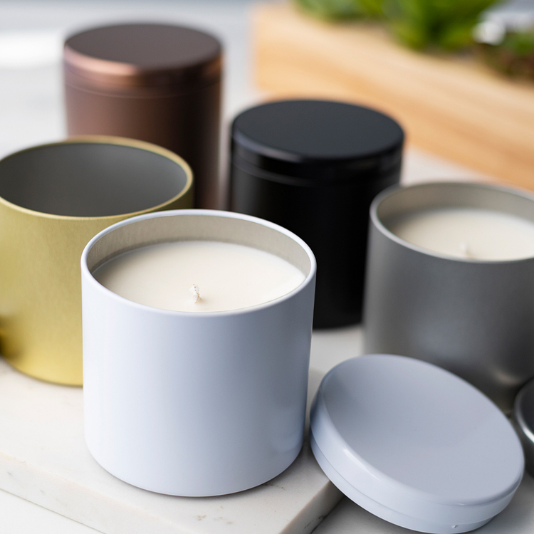 All Large White Infinity Tin with Candle