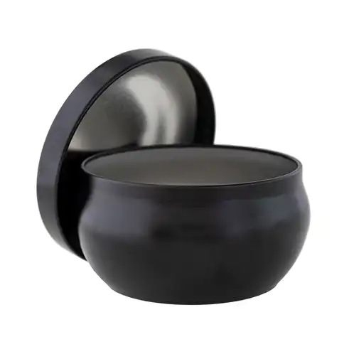 Black Bubble Tin with Lid and Silver Interior