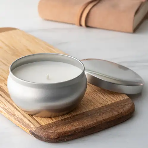 Silver Bubble Tin Candle