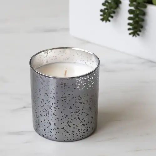 Smoked Silver Mercury Tumbler Jar Top View Candle