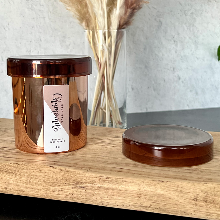 Amber Glass Tumbler Lid with Gold Tumbler Jar