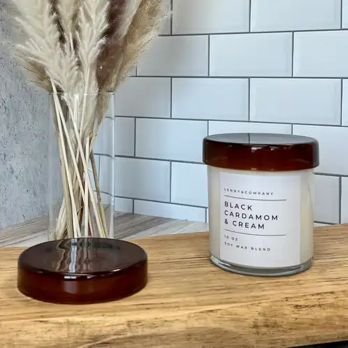 Straight Sided Jar with Amber Glass Lid