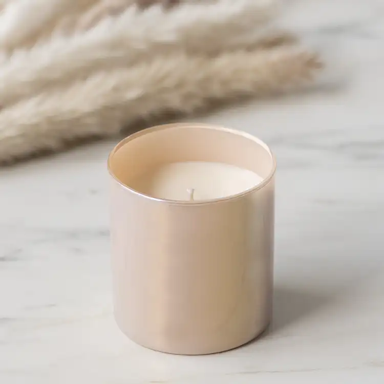 Blush Iridescent Tumbler Jar with Candle