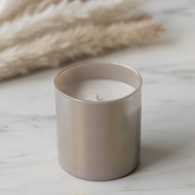 Taupe Iridescent Tumbler Jar with Candle