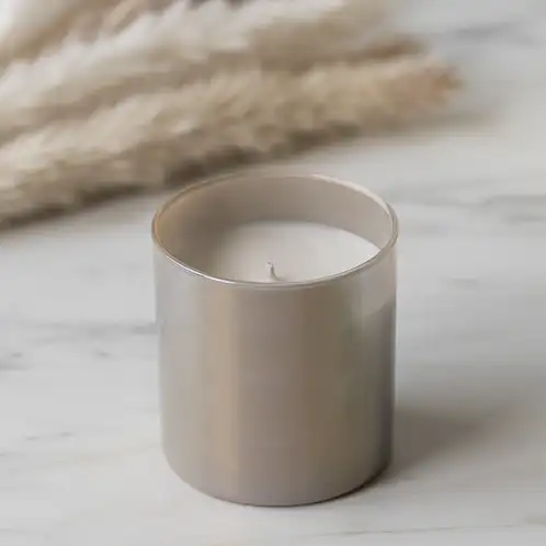Taupe Iridescent Tumbler Jar with Candle