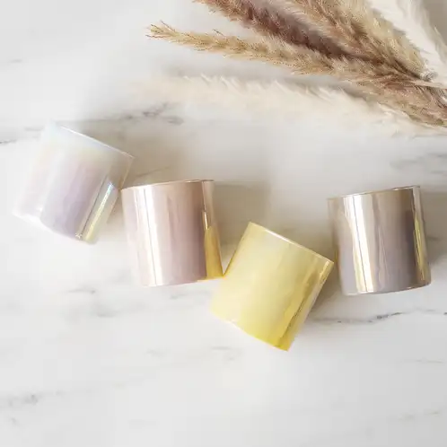 Yellow, White, Blush, and Taupe Iridescent Tumbler Jar