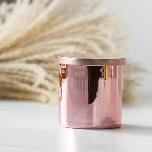 Rose Gold Tumbler Jar with Rose Gold Metal Flat Lid