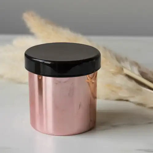 Rose Gold Tumbler Jar with Black Glass Lid