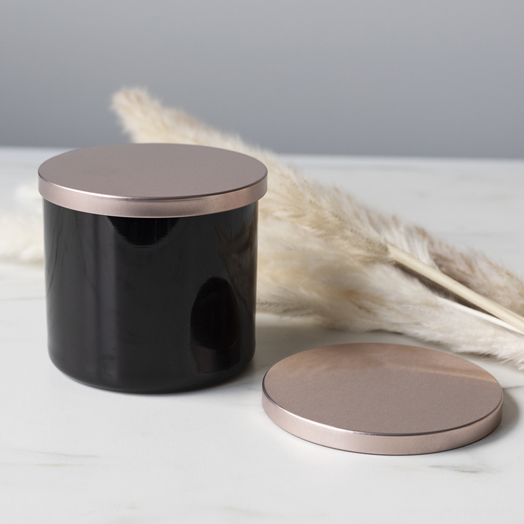 Black 3-Wick Tumbler Jar Candle with Rose Gold Lid