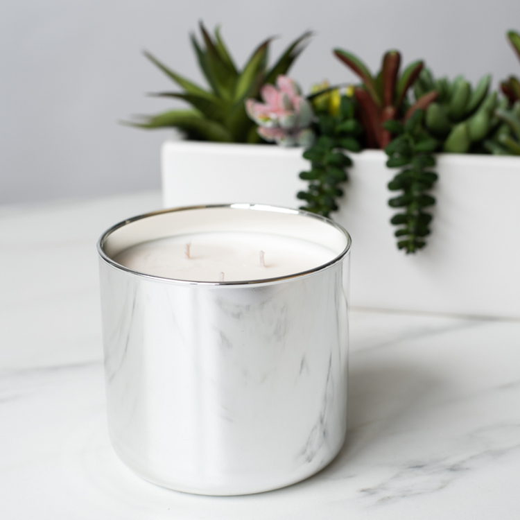 Silver 3-Wick Tumbler Jar with planter