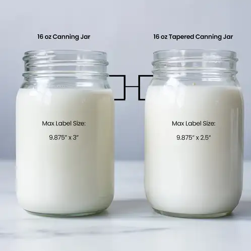 Comparison of 16 oz Tapered Canning Jar to 16 oz Canning Jar
