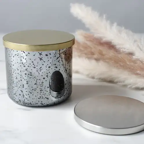 Smoked Silver Mercury 3-Wick Tumbler Jar with Gold Lid