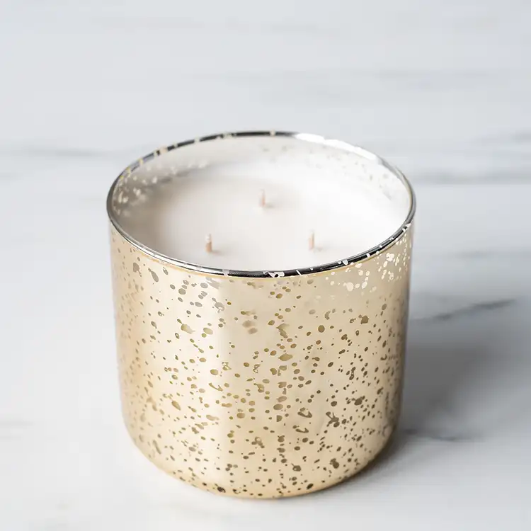 Gold Mercury 3-Wick Tumbler Jar with Candle